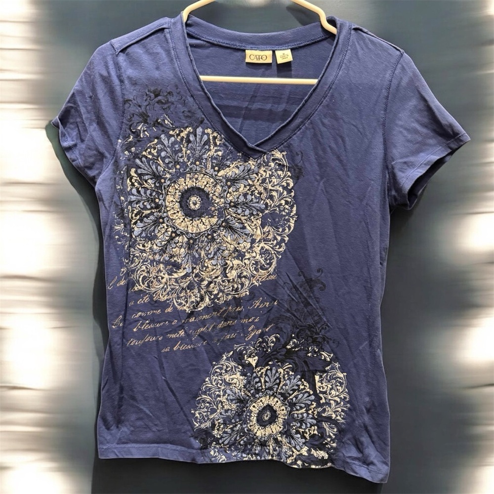 Cato Navy Mandala Print Tee MEDIUM purple